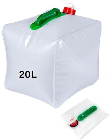 LEEQBCR 1 pièce Bidon à Eau Pliable de 20 l avec Couvercle étanche - Bidon d'eau Flexible - 20 l - Bidon d'eau Pliable sans BPA pour Le Camping en Plein air