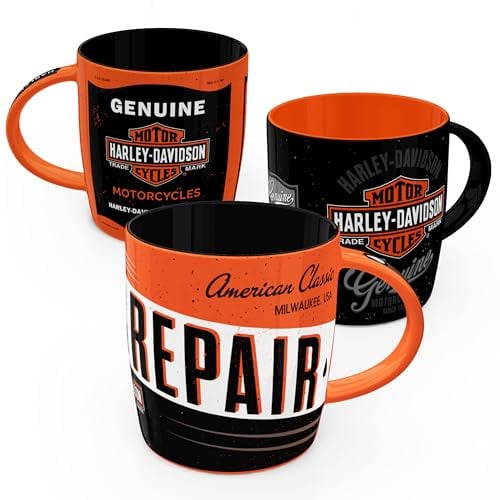 Nostalgic-Art Retro Kaffeebecher (3er-Set), 330 ml, Harley-Davidson Set 3 | Original Harley-Davidson Lizenzprodukt (OLP), Keramik-Tasse für Kaffee, Vintage Design, Geschenk-Idee für Biker
