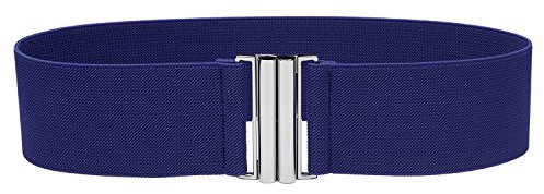 Syuer Damen Breiter Elastischer Taillengürtel Cinch Gürtel Trimmer Stretchbund (S-M (65-78cm), Marineblau (Schnalle Silber))