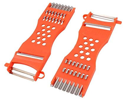 Saim - Raspador de metal para rallador de frutas (2 unidades), color naranja y rojo
