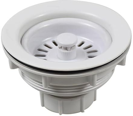 Talea Kitchen Sink 1 1/2-Inch Basket Strainer 114mm Flange White Drain Waste with Plug