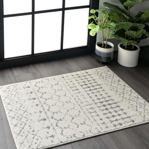 nuLOOM Marokkanischer Blythe Teppich, 90 cm x 150 cm, gris/wollweiß