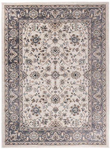 Carpeto Rugs Traditioneller Klassischer Teppich für Ihre Wohnzimmer - Creme Grau - Perser Orientalisches Keshan Nein Ziegler Muster - Top Qualität Pflegeleicht AYLA 250 x 350 cm Groß