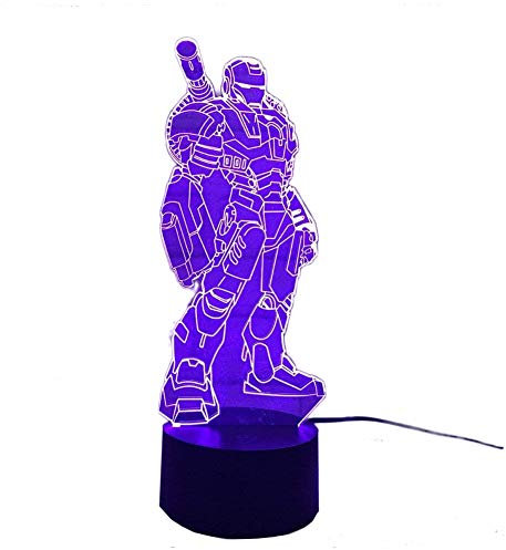 Cute Table Lamp Kids Night Light Colorful Stand Iron Man 3D Light LED Transparent Acrylic Beside Lamp Touch Switch 7 Colors Adjustable with USB Power Cable for Kids Room Home Bedroom Decor