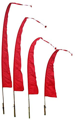 DEKOVALENZ Banderas de Bali Tela SANUR con Punta en Forma de Corazón, Longitudes, Longitud:5 Meter, Color:Rojo