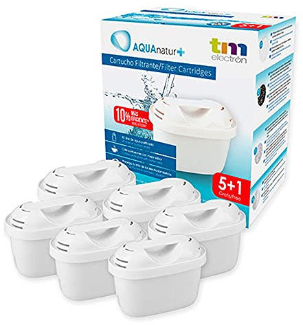 TM Electron TMFIL006+ Pack de 6 a 12 Meses compatibles con Las jarras Brita Maxtra+, 1 Filtro purifica de 100 a 200 litros de Agua, Blanco, 6 Unidades
