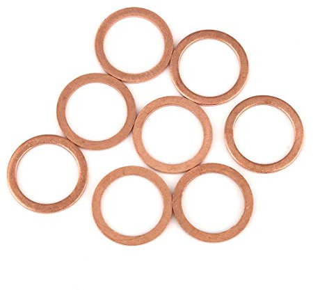X AUTOHAUX 8 Stück Kupfer Unterlegscheibe Kupferdichtringe Flachdichtring Spacer für Auto 18 x 24 x 1.5mm