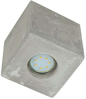 Licht-Erlebnisse Beton Aufbaustrahler Spot in grau GU10 wechselbar 10x10x10cm quadratisch für Innen Flur Küche Betonlampe Deckenleuchte Deckenlampe