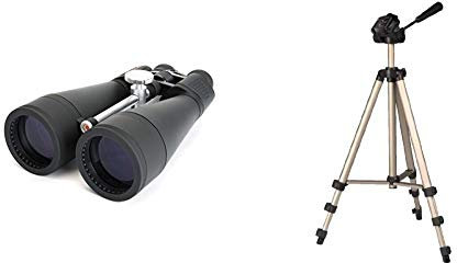 Celestron 71018 SkyMaster 20 x 80 Binocular & Hama 4175 | Star 75 Camera Tripod | Up to 125cm | Incl. Carrying Bag | Black