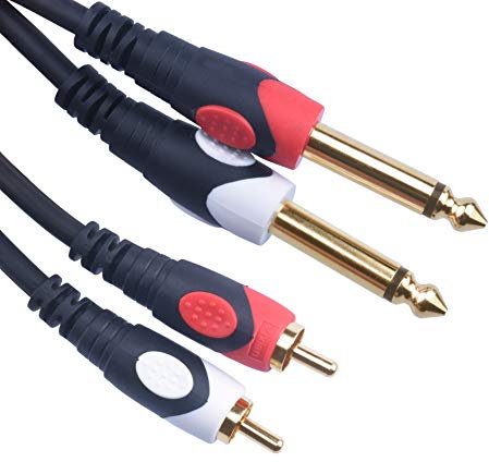 Devinal 1/4 to RCA Cable, Dual RCA to Dual 1/4 TS Interconnect Cable, Double 6.35mm Mono to 2 RCA/Phono Stereo Patch Cable Cord Adapter 25 Foot (7.5 Meters)