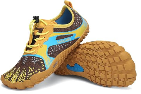 SAGUARO Barefoot Zapatillas Niño Minimalistas Zapatillas Niña Escarpines Barefoot Zapatos Minimalistas Zapatillas Deporte para Wide Tox Box Amarillo,Gr.25