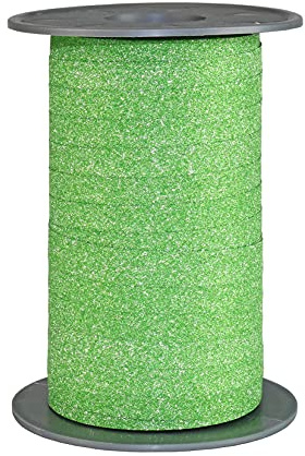 PRÄSENT Geschenkband POLY GLITTER hellgrün, 100 Meter Ringelband 10 mm zum Basteln, Dekorieren & Verpacken von Geschenken zu jedem Anlass