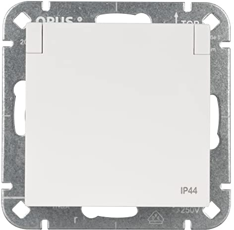 OPUS® 55 Schutzkontakt-Steckdose premium mit Klappdeckel IP 44 Farbe polarweiß-seidenglanz