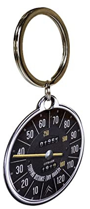 Nostalgic-Art Retro Schlüsselanhänger, Ø 4 cm, Citroen – Tacho – Geschenk-Idee für Citroen-Zubehör Fans, Original Lizenzprodukt (OLP), aus Metall, Vintage Design
