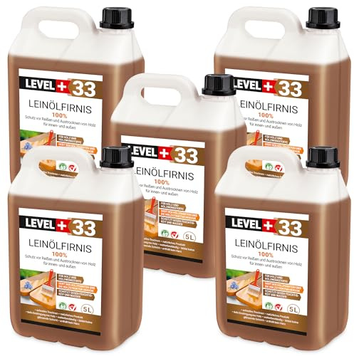 Huile de lin 25 litres - Protection du bois - Double cuisson - Entretien du bois - Séchage rapide - Protection naturelle du bois - Sans résine RM33