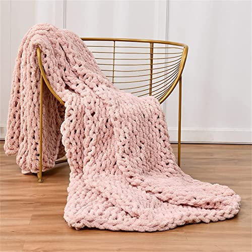 Riyueyi Plaid Grosse Maille Pelote Laine Grosse Maille Plaid Tricot Tricoté Jette pour Lits Tricot Jeter Tricoté Jeter Couverture Chunky Knit Throw Chunky Knit Throw,Rose,60x80cm/23x31in
