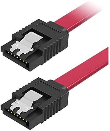 ezqnirk 1pcs 30CM Straight to Left Side Angle 6Gb/s SATA3 Serial ATA DATA cable with latch for PC SATA 3.0 SATAIII 6Gbps Hard Drive Disk/SSD,30cm Red Straight