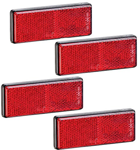 AGRISHOP 4Piezas Catadioptrico Moto Homologado E4 Rectangulares Rojo Pegado Adhesivo, Catadrioptico Caravana,89 * 35mm Reflectante Reflectores Catadioptrico para Coche (Rectangulares-Rojo-4Piezas)