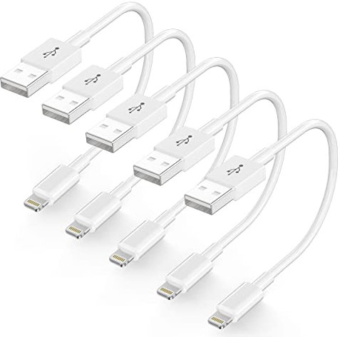 [Apple MFi Certified] iPhone Charger 1 ft 5 Pack, Lightning to USB Cable 1 Foot, Long Fast iPhone Charging Cables Cord for iPhone 13 Pro Max/12 Mini/11/XR/Xs/X/8/7/6/iPad Pro/Air/Mini-1Feet White