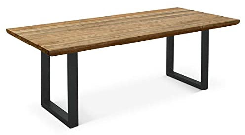 OUTLIV. Orlando Gartentisch 200x100 cm mit Kufengestell aus Edelstahl und Tischplatte aus recyceltem Teakholz – EIN Unikat für Ihren Außenbereich