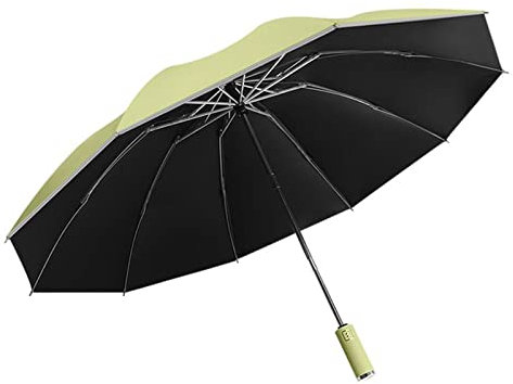 Meichoon Paraguas plegable inverso, resistente al viento, UPF 50+, 99% de protección UV con tira de seguridad reflectante, automático, un botón para abrir y cerrar automáticamente, verde