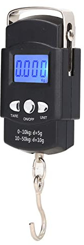 Balance électronique à Crochet, Balance de Pêche à Suspendre Numérique LCD 50 Kg, avec Ruban à Mesurer Dissimulé de 1 Mètre, pour Peser Les Bagages, Faire Les Courses, Pêcher, Unité de Mesure