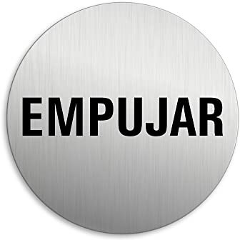 Señal Cartel Placa Empujar Ø 75 mm Cartel Placa Aluminio cepillado adhesivo
