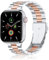 QAZNZ Metall Kompatibel mit Apple Watch Armband 40mm 41mm 38mm 42mm(Series 10), Damen Edelstahl iWatch Bands für Apple Watch Ultra 2/Ultra SE, iwatch Series 10 9 8 7 6 5 4 3 2 1(Silber&Roségold)