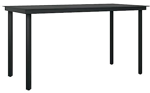 vidaXL Garten-Esstisch Schwarz 140x70x74 cm Stahl und Glas