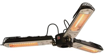 Zephir, Lampada riscaldante per esterni ed ombrelloni, 3 livelli di potenza 650W/1300W/2000W, Adatto ad ogni ombrellone con supporto diametro tra i 25 e i 60 mm, Protezione IP34