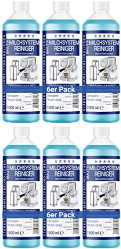 6 x 1000 ml Milk System Cleaner Concentrate for Fully Automatic Coffee Machine, Milk Frother, Milk Foam Cleaner, Universal for All Manufacturers