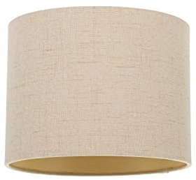 Modern and Elegant Taupe Textured Linen Fabric Small 8 Drum Lamp Shade with Matching Inner Satin Lining | 40watt Maximum | 15cm x 20cm by Happy Homewares