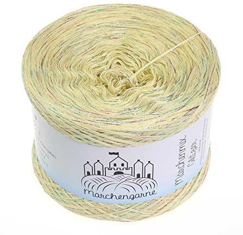 Bobbel Wolle Uni + Multicolour Glitzer 300g - 1140m 4Fach Größe Strickwolle Häkeln (Vanille Multicolour Glitzer)