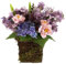 Hemore Flower Wreaths, 40cm/15.7 Hanging Ratten Basket Wreath with Moss, Assorted Purple Artificial Flowers Front Door Garland, Spring Summer Wreath for Wall Wedding Door Decoration