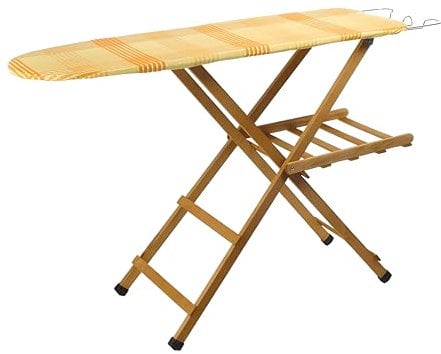 Tabla de planchar, tabla de planchar, ajustable y plegable, madera de haya 100%, dimensiones: 35 x 141,5 x 92 h, ligera (nuez)