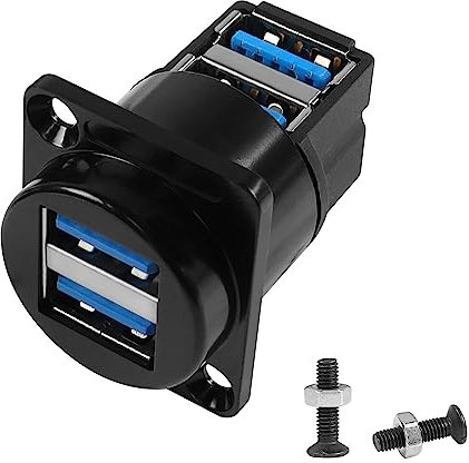 QIANRENON Dual USB 3.0 Panel Montage 90° Winkel Adapter 2 USB3.0 Buchsen auf Buchsen Rechter Winkel Anschluss Einbaubuchse 5Gbps Datenübertragung/Aufladen, Erweiterte Erweiterung 2 USB3.0 Port