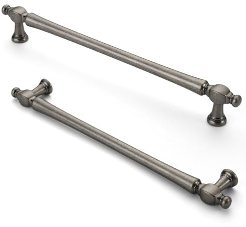 Furniware Antique Nickel Cabinet Pulls - Pack of 10, 7.6 Inch Hole Center Vintage Handles for Kitchen Cabinets and Cupboards