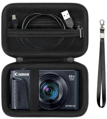 Supmay Harte Tragetasche für Canon PowerShot SX740/SX730/SX720/SX620/G7X Digitalkamera, schützende Aufbewahrungstasche mit Reißverschluss Mesh Tasche für Akku, Ladekabel, USB-Karte, Schwarz