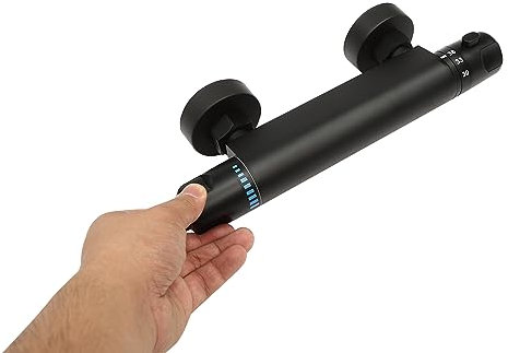 DiLiBee Duscharmatur Thermostat Schwarz Thermostatische Duschmischbatterie mit 38 °C Sicherheitstast Brausebatterie, Wannenarmatur für Badezimmer, Wanne