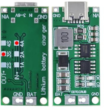 Hailege 2pcs Multi-Cell 2S 3S 4S Step-Up Boost LiPo Polymer Li-Ion Ladeplatine USB-C bis 8,4 V 12,6 V 16,8 V (3S 4A) 7,4 V 11,1 V 14,8 V 18650 Lithium-Batterie-Boost-Modul Typ C