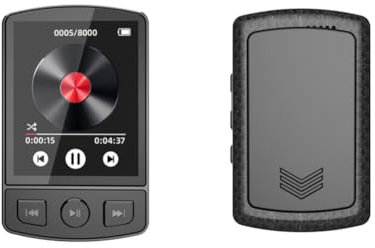 Fiorky Clip MP3 Player With Bluetooth 5.2, Portable HiFi Lossless Sound Music Player, FM Radio, 1.8-Inch Screen, Wearable for Sport Running