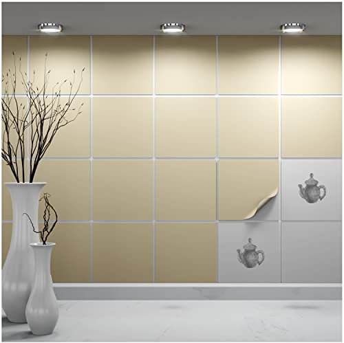 FoLIESEN - Fliesenaufkleber 14,9x14,9 cm | selbstklebende Fliesen-Folie für Bad & Küche | entfernbare Klebe-Folie für Wandfliesen Küchenrückwand & Bordüren | 120 Klebefliesen, .:Beige matt