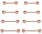 FECTAS 8 Pièces Barre de Langue Bijoux Piercing 14G 12mm 14mm 16mm 18mm Acier Inoxydable Or Rose