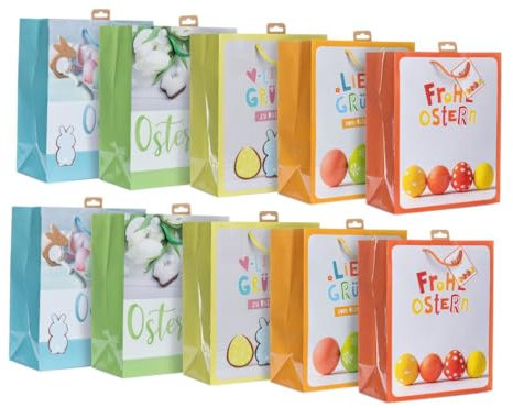 Laro Premium-Line Ostern Grosse Geschenktaschen Geschenktüten 10-100 Stk Large Buntes Ostern, Anzahl:40, Muster Tüten:Large Buntes Ostern