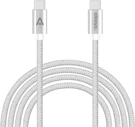 Alkaya. kompatibel mit Android-Geräten Ladekabel USB-C, Datenkabel geflochten weiß, für Samsung, Xiaomi, Sony, Google, Huawei - 1m/65W