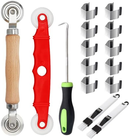 WhaleO 15 Pezzi Ripara Zanzariera Zanzariera a Rullo con 3.5mm Gancio di Garza Rete Zanzariera Ricambio Rullo Kit Riparazione Zanzariere per Rete Zanzariera Ricambio Installare Schermi di Finestre