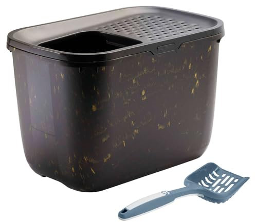 Litière HOP IN pour chat Noir/marbre/doré + pelle à litière XXL