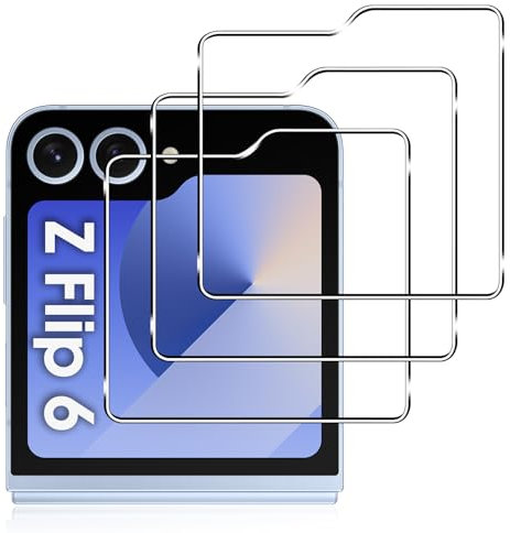 Lutree para Samsung Galaxy Z Flip 6 5G/ Z Flip 7 FE Trasera Cristal Templado, 3 Piezas Dureza 9H HD Trasero Protector de Pantalla, Anti-Arañazos Vidrio Templado Película Protectora para Z Flip6 5G