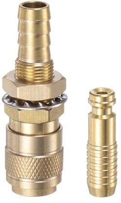 sourcing map Lot de 2 connecteurs rapides à gaz et eau pour tube de diamètre intérieur de 8 mm avec tuyau pour TIG 12 18 20 27 raccords rapides à connexion rapide chalumeau de soudage libération de