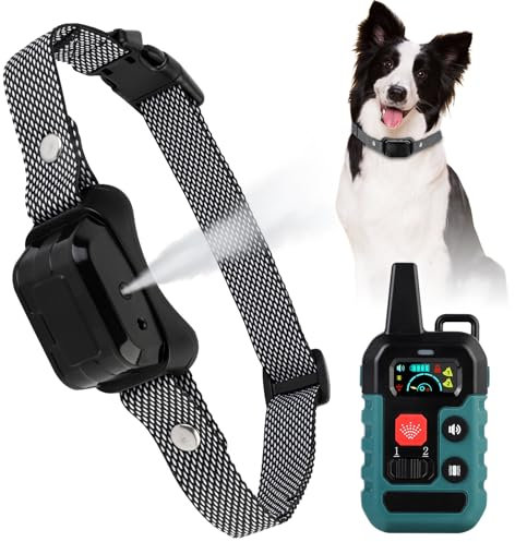 HOMELYLIFE Anti Bark Collars for Dogs Spray/Vibration/Sound 4 Modes No Shock Dog Training Collar with Remote 1000ft Range for Small Medium Large Dogs, dark green